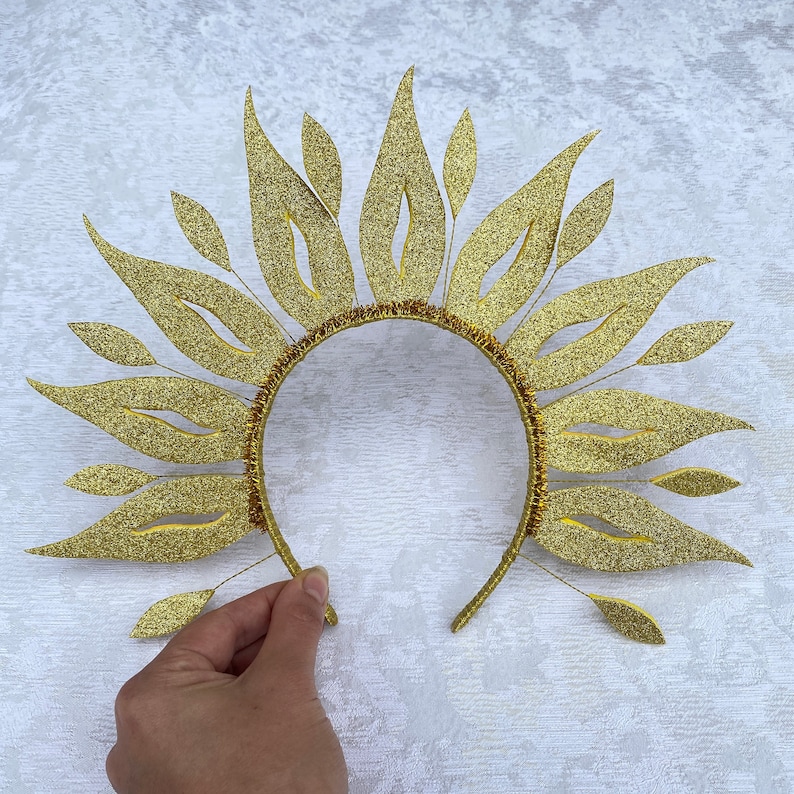 Sun Headband Gold Sun Halo Crown Sun Rays Headpiece Halloween Sun