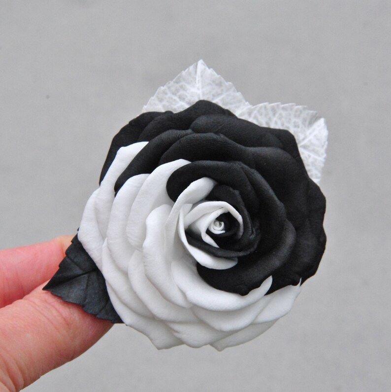Yin Yang Hair Clips Black and White Rose Flower Hair Clip Goth Etsy