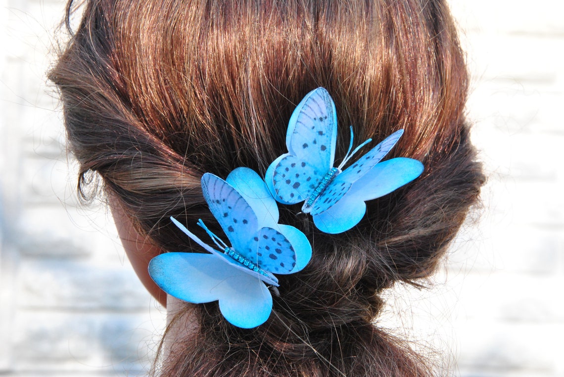Blue Feather Wedding Hair Pin - wide 3