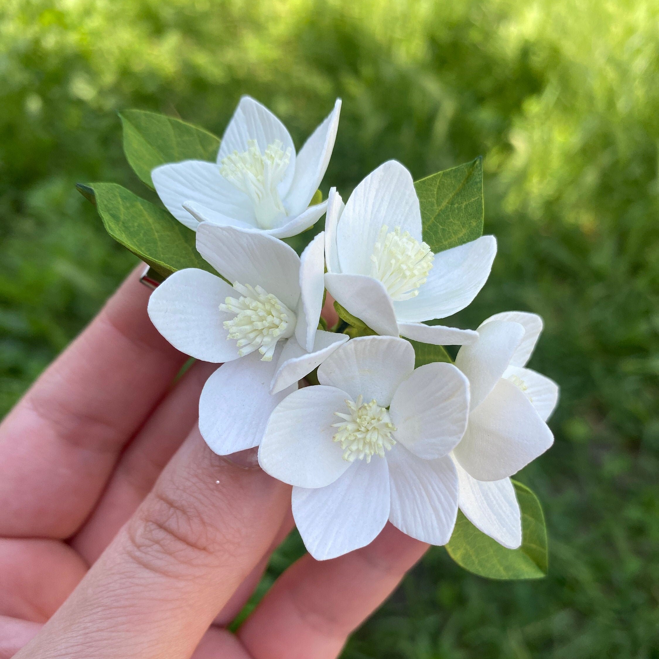Jasmine Flower Hair Clip Blossom Bridal Hair Piece Wedding Etsy UK