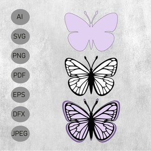 Butterfly svg layered Cricut svg files Vectore butterfly template Butterfly Svg-Pdf-Png-Dxf-Eps-Ai-Jpeg