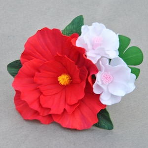 Hibiscus hair clip Tiki hair flower Red pin-up tropical hair piece Hawaiian