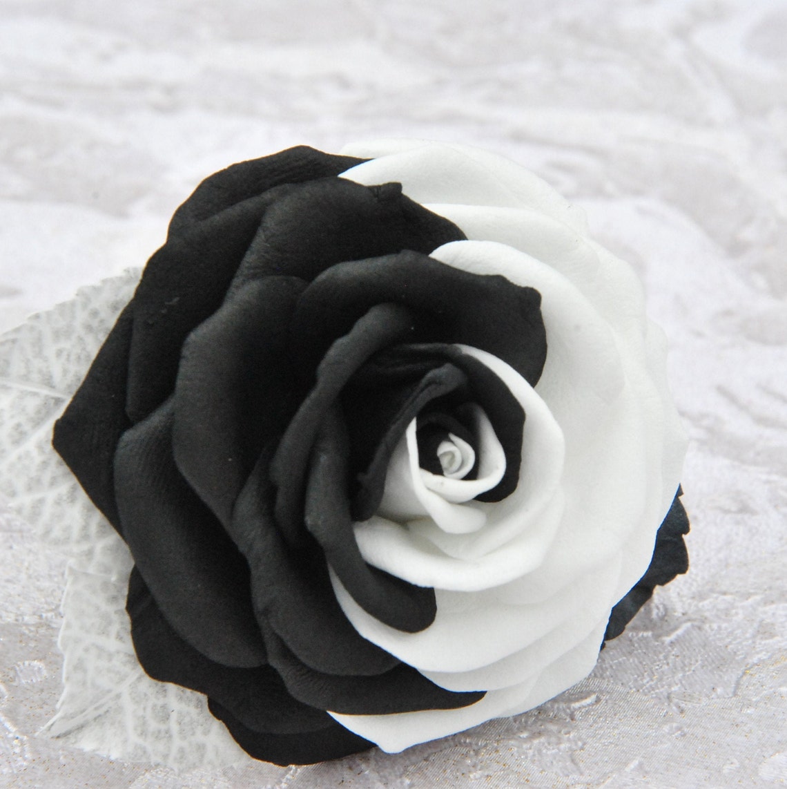 Yin Yang hair clips Black and white rose flower hair clip Goth Etsy