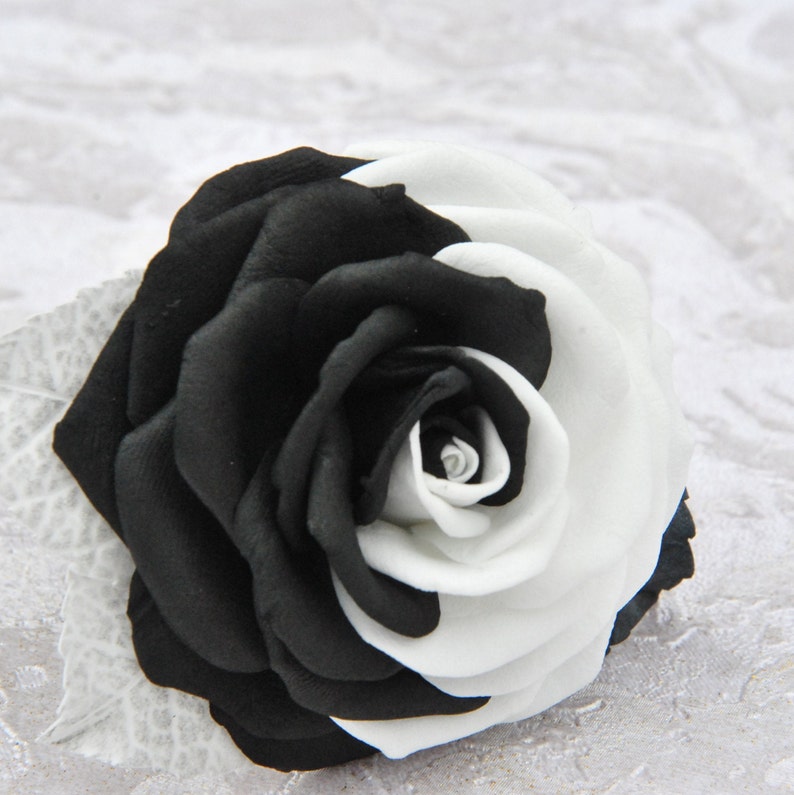 Yin Yang Hair Clips Black and White Rose Flower Hair Clip Goth Etsy