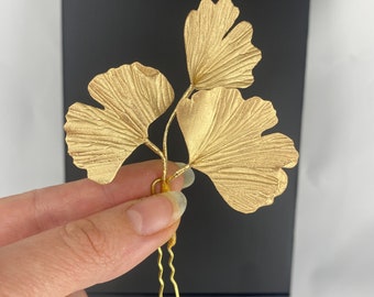 Gold leaf hair pins Gingko leaf pearls hair pin Bridal hair pieces