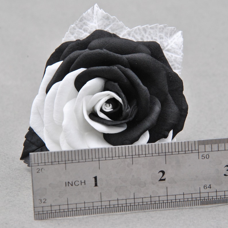Yin Yang Hair Clips Black and White Rose Flower Hair Clip Goth Etsy