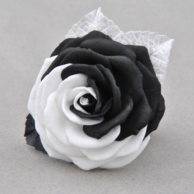 Yin Yang Hair Clips Black and White Rose Flower Hair Clip Goth Etsy