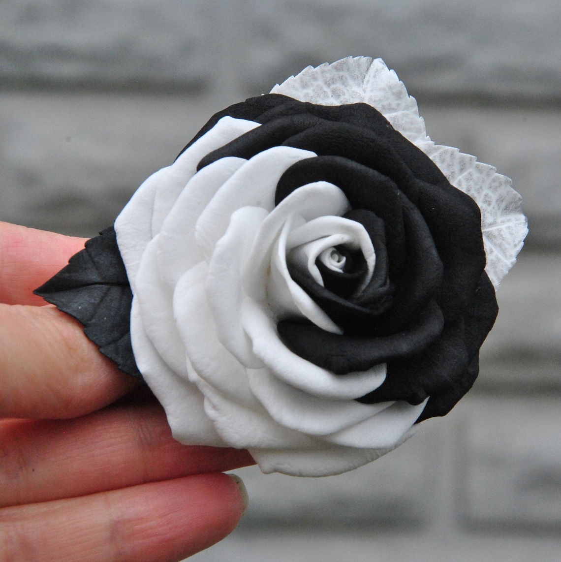 Yin Yang Hair Clips Black and White Rose Flower Hair Clip Goth Etsy