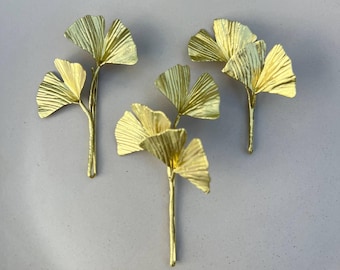Gold Ginko Leaf Bobby Pins: Bridal Hair Accessory (Set of 3)