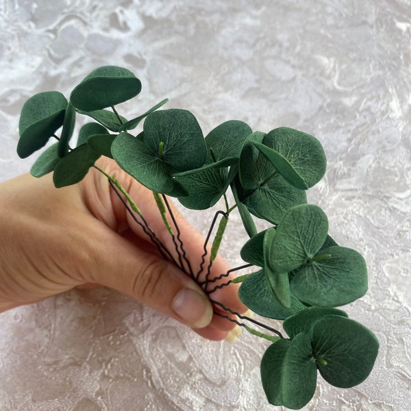 Eucalyptus hair pins Bridal greenery hair piece Wedding headpiece eucalyptus leaves