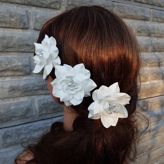 Handmade Gardenia Hair Clip: Bridal Wedding Headpiece - Etsy  display picture 2