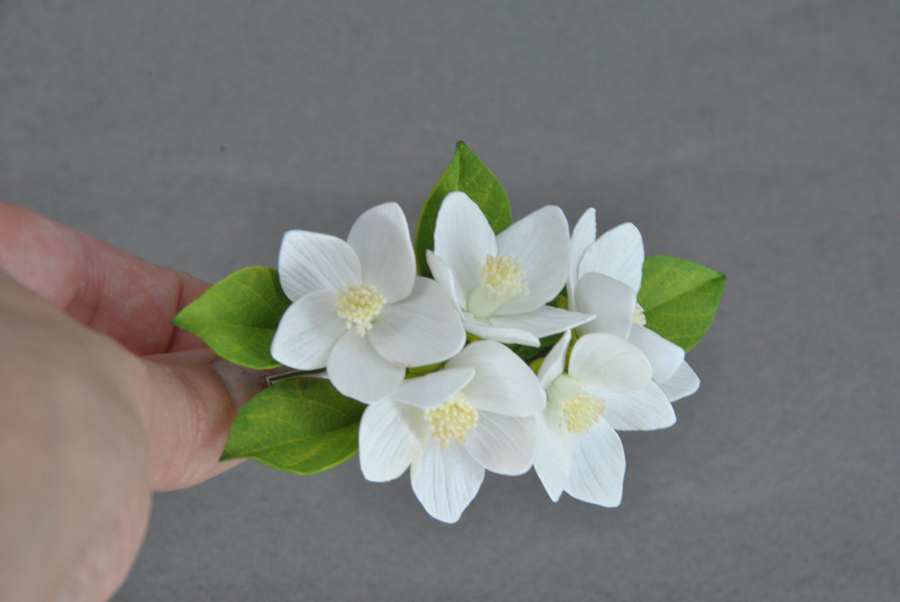 Jasmine blossom flower hair clip Etsy