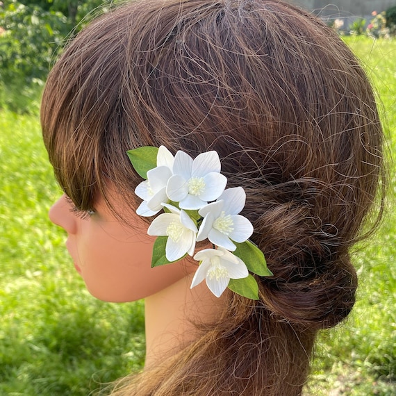 Handmade Jasmine Flower Bridal Hair Clip - Wedding Hair Comb  display picture 2