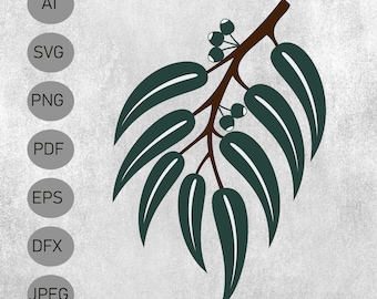 Eukalyptusblatt SVG: Papierblume Vorlage, Cricut Vektorgrafik (Digitaler Download)