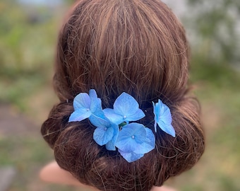 Blue Hydrangea Hair Comb: Handmade Bridal Hair Piece