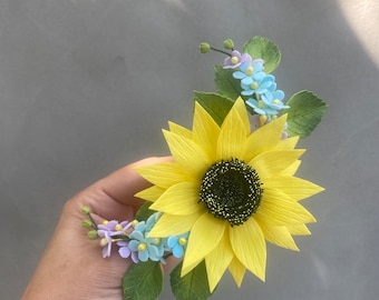 Sunflower brooch Sunflower boutonniere