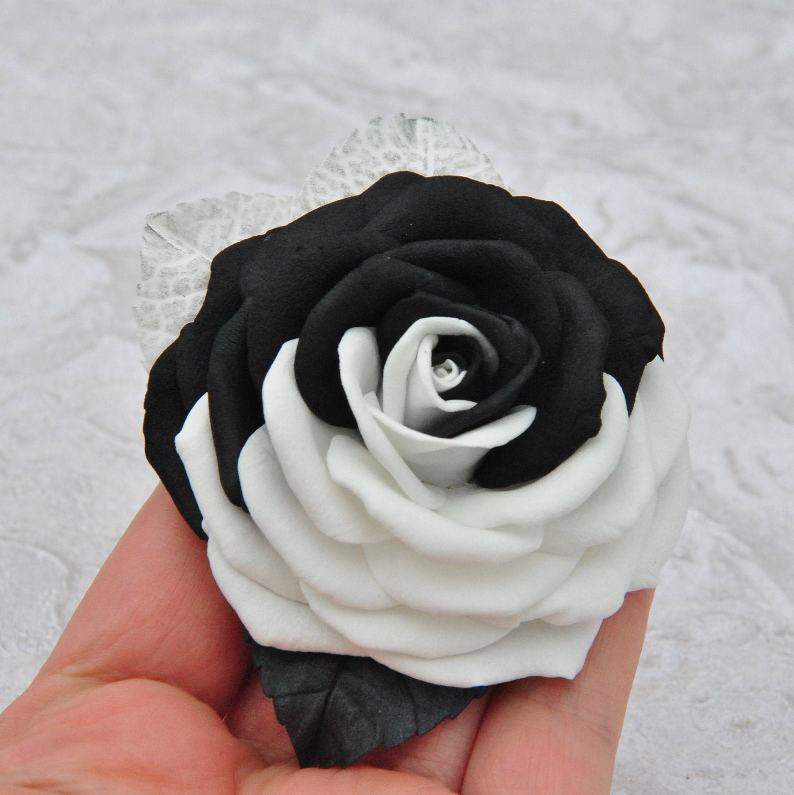 Yin Yang Hair Clips Black and White Rose Flower Hair Clip Goth Etsy