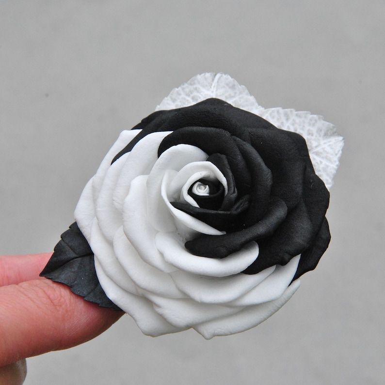 Yin Yang Hair Clips Black and White Rose Flower Hair Clip Goth Etsy