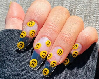 Multi Smiley Face Press On Nails