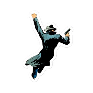 Comic book sticker! Spy hanging