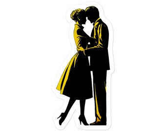 Comic book sticker! Silhouette embrace