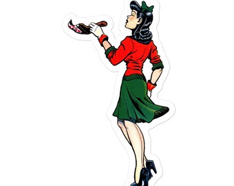 Comic book sticker! Cute girl painting