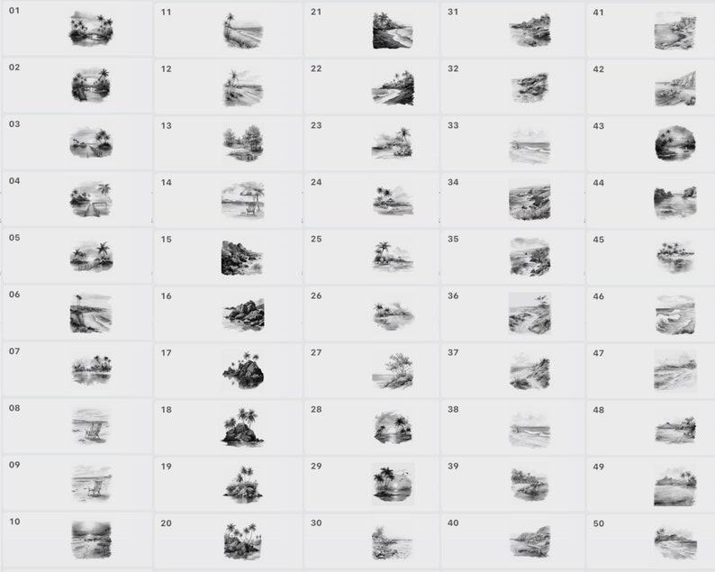 100 Watercolor Beach Procreate Stamps, Brush Procreate stamp (Digital Download) image 3