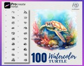 100 Watercolor Turtle Procreate Stamps (Digital Download)