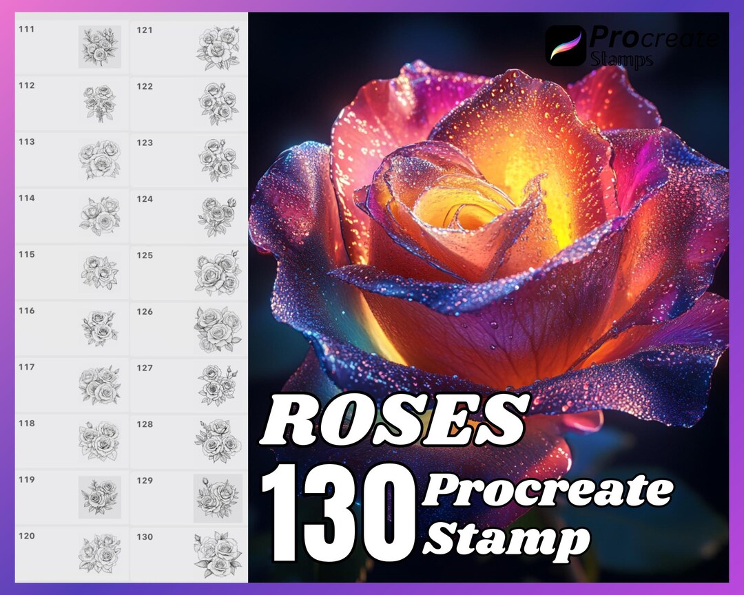 130 Roses Procreate Stamps: Brush Set (digital Download) - Etsy