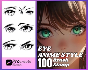 100 Anime Eye Procreate Stamps: Brush Set (Digital Download)