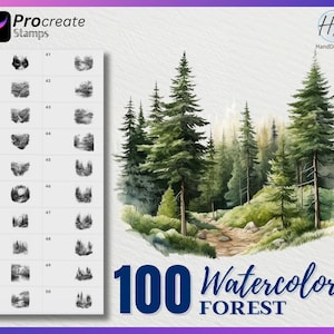 100 voortplanten aquarel bos stempels, bos stempels voor voortplanten, aquarel bos voortplanten stempel, aquarel voortplanten stempels