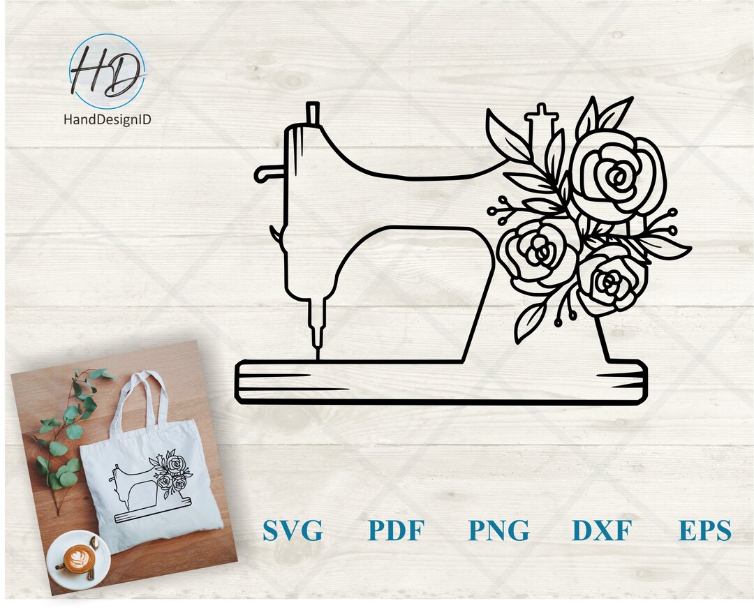 Floral Sewing Machine Svg Split Monogram Sewing Machine Logo Etsy