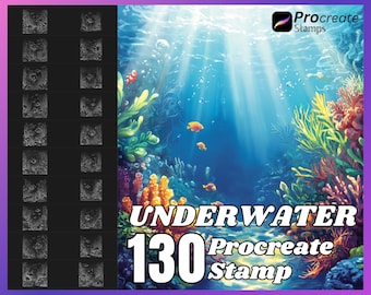 130 Underwater Procreate Stamps: Ocean Brush Set (Digital Download)