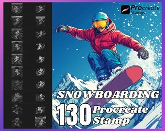 130 Snowboarding Procreate Stamps: Brush Set (Digital Download)