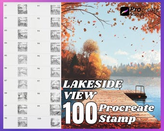100 Lakeside View Procreate Stamps (Digital Download)