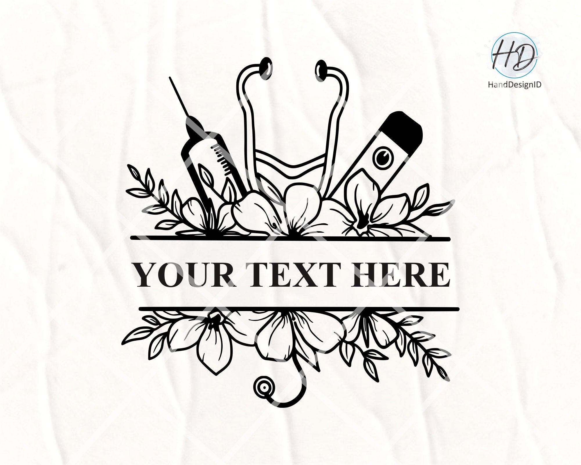 Nurse Svg Split Monogram Nurse Floral Frame Svg Nurse Logo Etsy