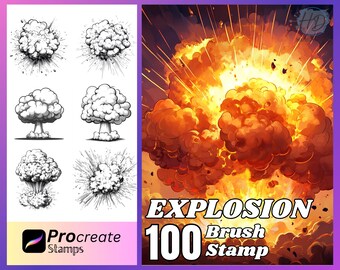 100 Explosion Procreate Stamps: Brush for procreate
