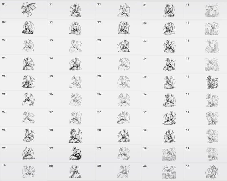100 Dragon Procreate Stamps, Brush Procreate stamp (Digital Download) image 6