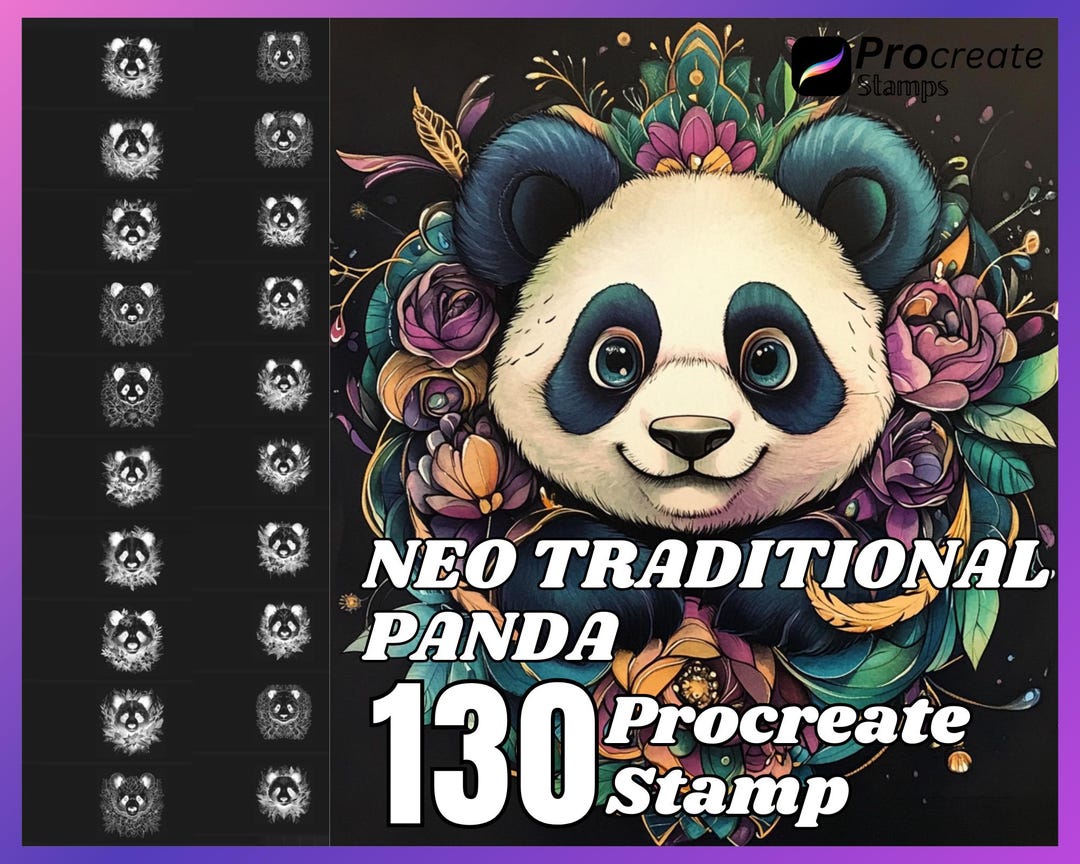 120 Neo Traditional Panda Procreate Stamps (PDF Files) - Etsy