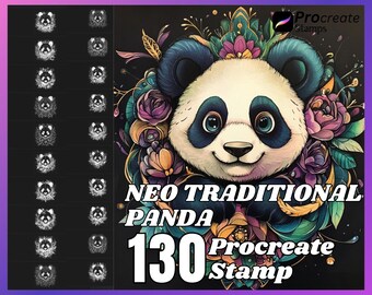 120 Neo Traditional Panda Procreate Stamps (PDF Files)