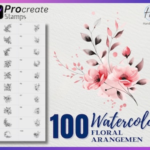 100 planten aquarel bloemstukken, bloemstempels voor voortplanten, aquarel bloemen voortplanten stempel, aquarel voortplanten stempel