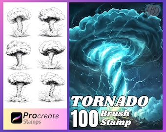 100 Tornado Procreate Stamps: Brush Set (Digital Download)
