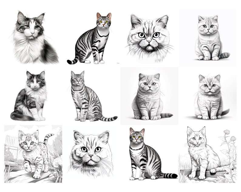 130 Procreate Realistic Cat Stamps, Cat Brushes for Procreate, Instant