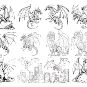 100 Dragon Procreate Stamps, Brush Procreate Stamp (digital Download ...