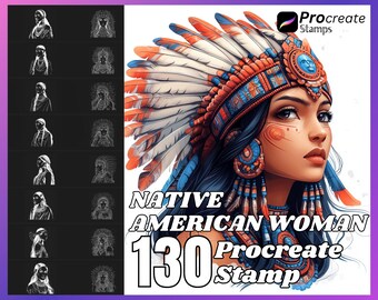 130 Native American Woman Procreate Stamps (Digital Download)