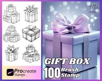 100 Gift Box Procreate Stamps: Brush Set (Digital Download)