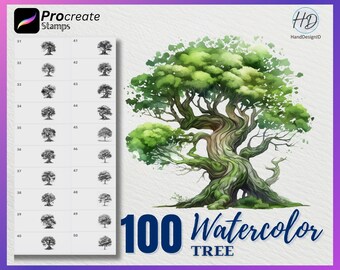 100 Watercolor Spruce Tree Procreate Stamps (digital Download) - Etsy