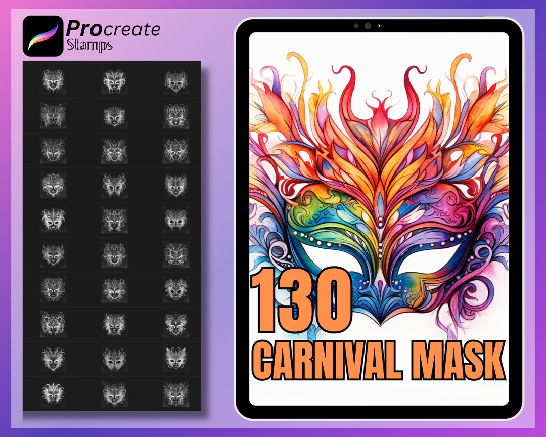 130 Procreate Mask Stamps Carnival Mask Stamp for Procreate Etsy