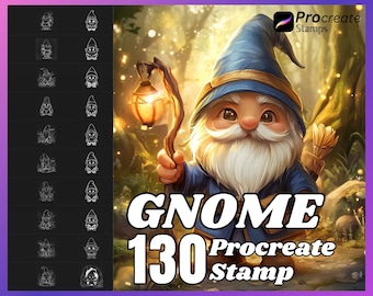 130 Gnome Procreate Stamps: Kawaii Girl Brush Set (Digital Download)