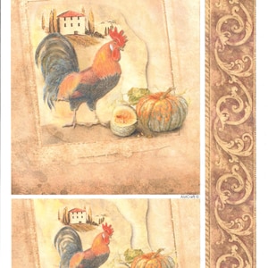 Rice Paper, Decoupage, Paper Crafts, Mixed Media, AIST Craft, Rooster, Autumn, Gourd, Pumpkin